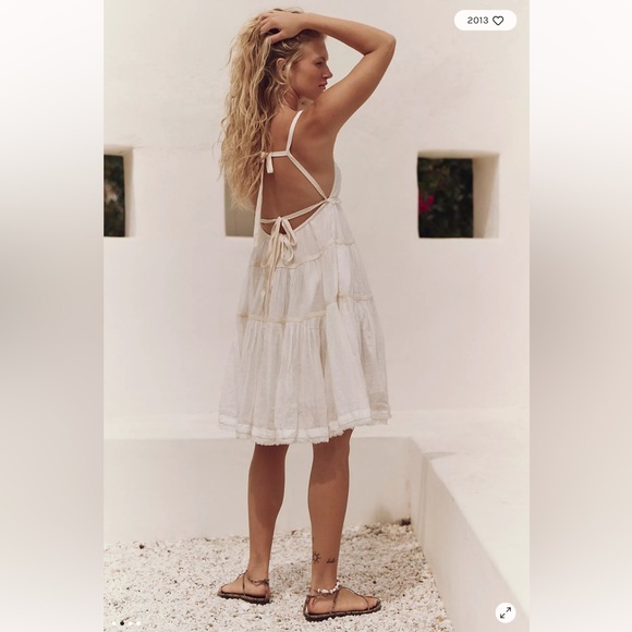 Free People Free-est Isla Tiered Ruched Vacation Midi Dress M - Picture 2 of 10